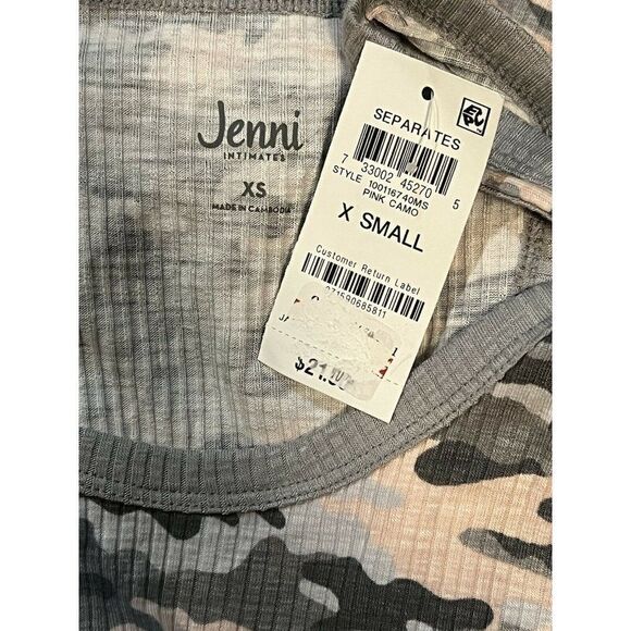 Jenni Pink Gray Camo Solid Ribbed Lounge Pajama Tank Top Extra Small NWT - Picture 6 of 8